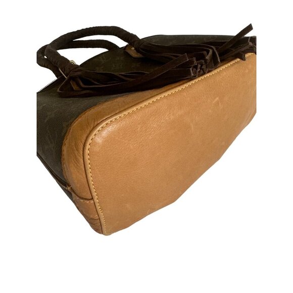 Louis Vuitton Vintage Boho Satchel Brown Monogram Canvas Luxury Western Fringe - Picture 10 of 16